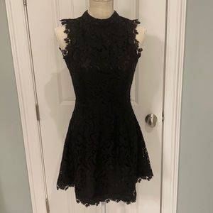 Backless lace little black dress